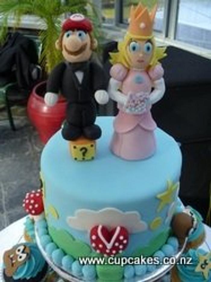 Mario and Princess Peach 6 inch wedding cake