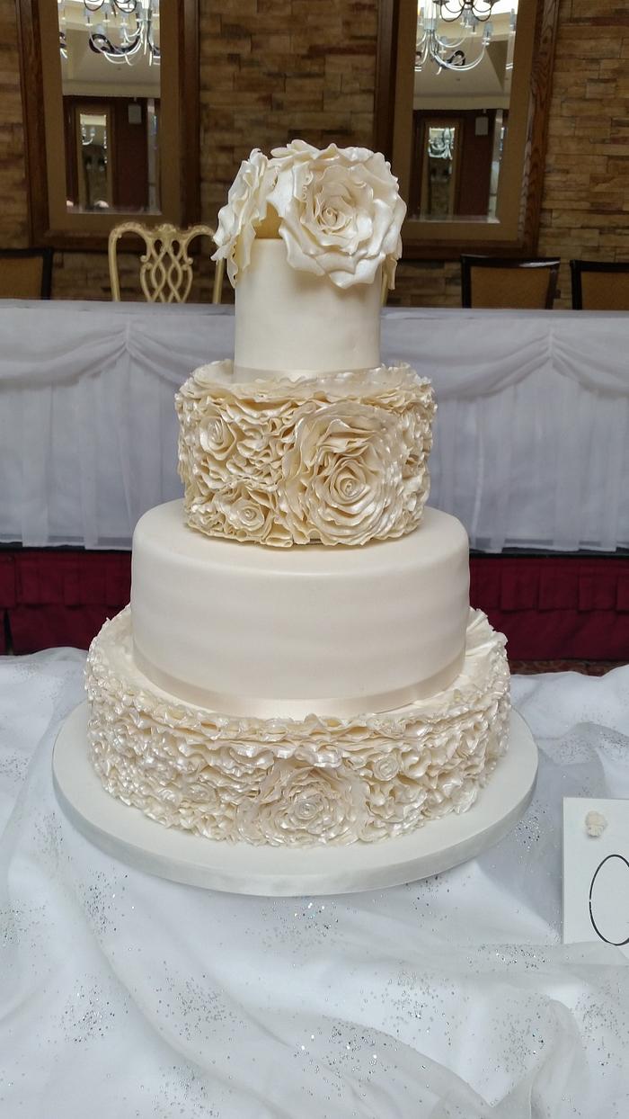 Rose ruffle wedding cake