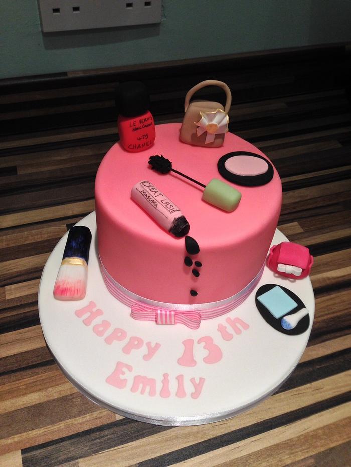 Girly themed birthday cake