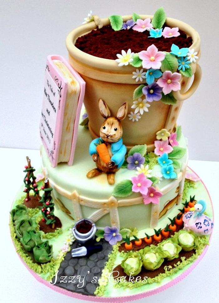 Beatrix Potter inspired christening cake