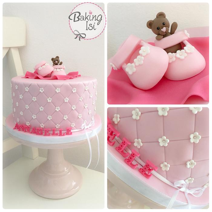 Pink christening cake
