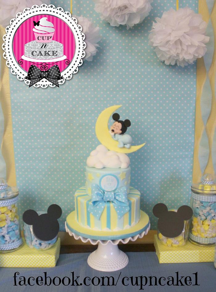 Baby Mickey baby shower cake