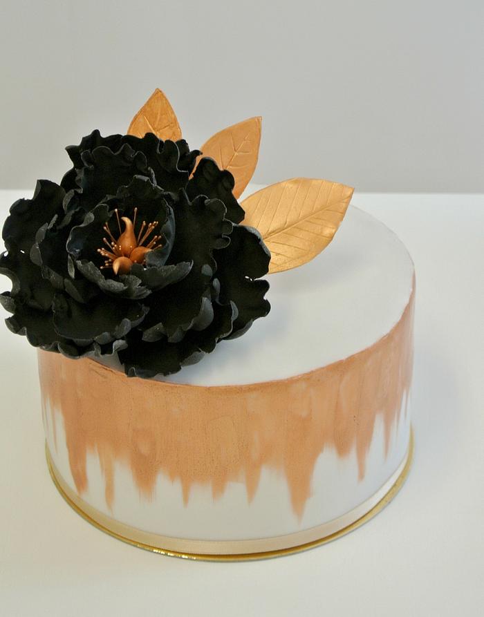 Birthday cake with black peony