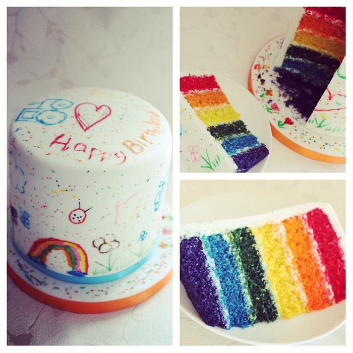 Kids inspired rainbow cake 