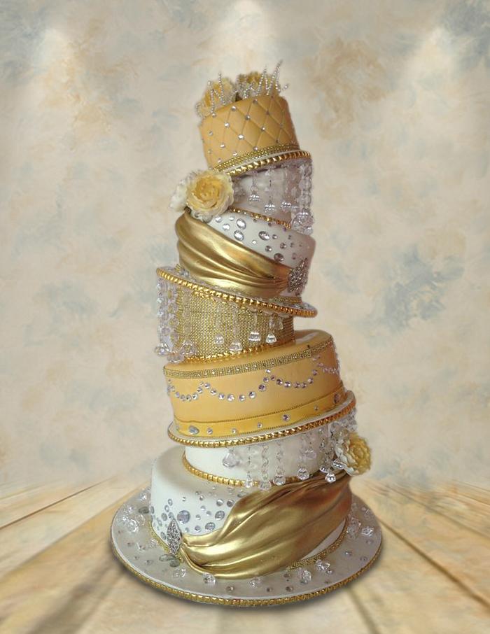 Gold Topsy Turvy Cake