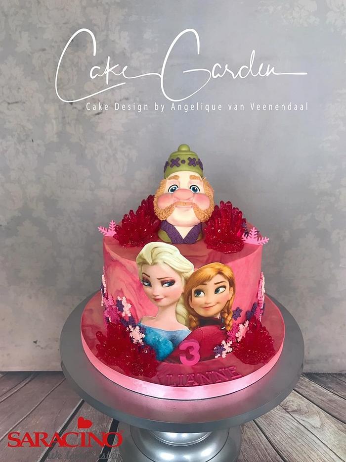 Frozen cake in pink