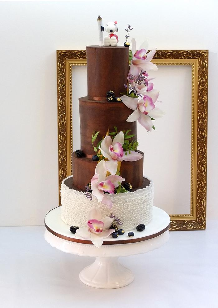 Romantic chocolate wedding cake.