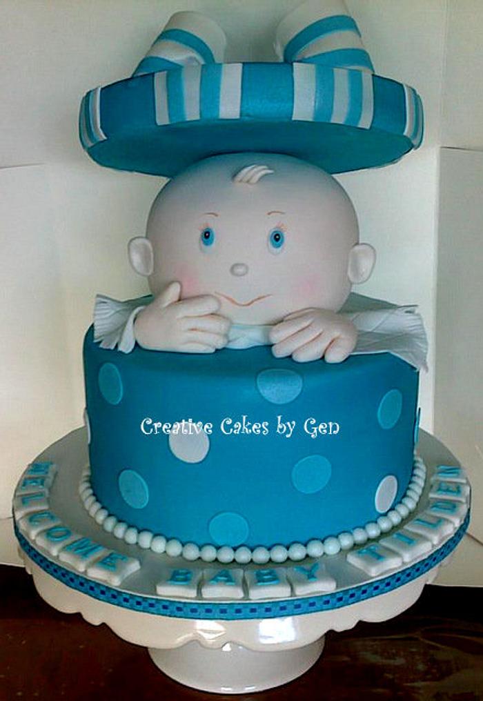 Baby in a Gift Box Cake