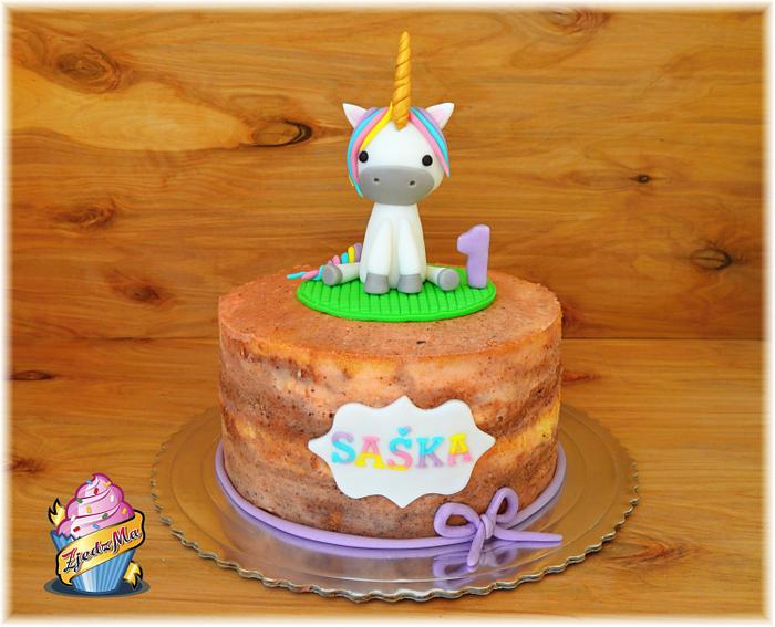 Semi naked cake with unicorn