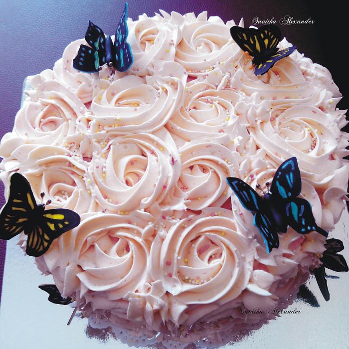 Butterfly rosette cake