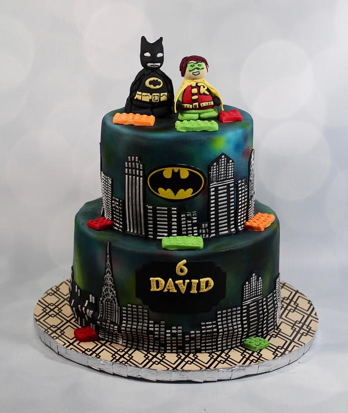 Batman and robin lego cake 