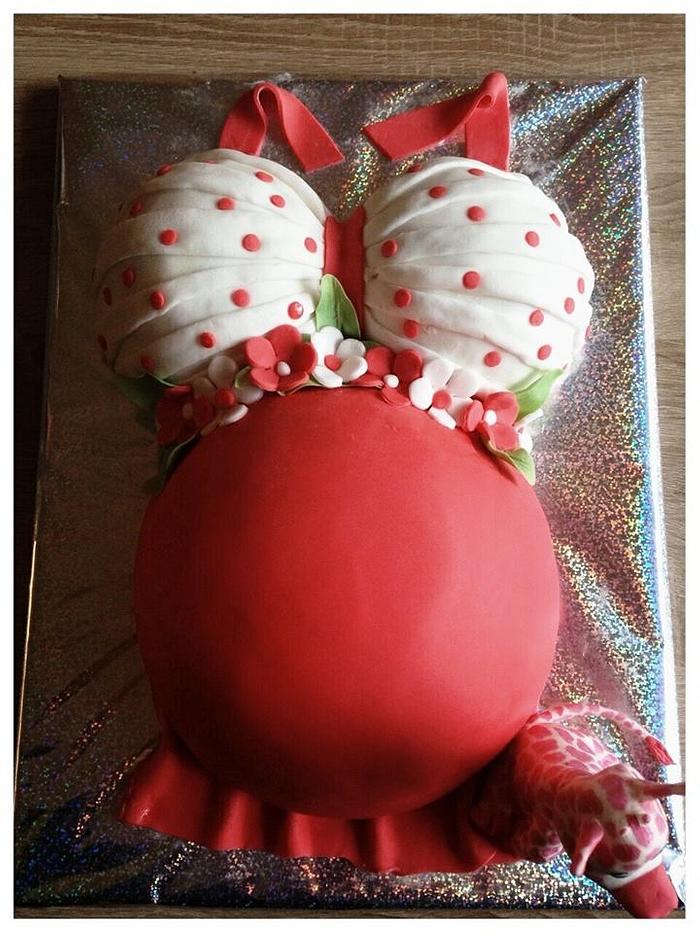 My first pregnant belly cake