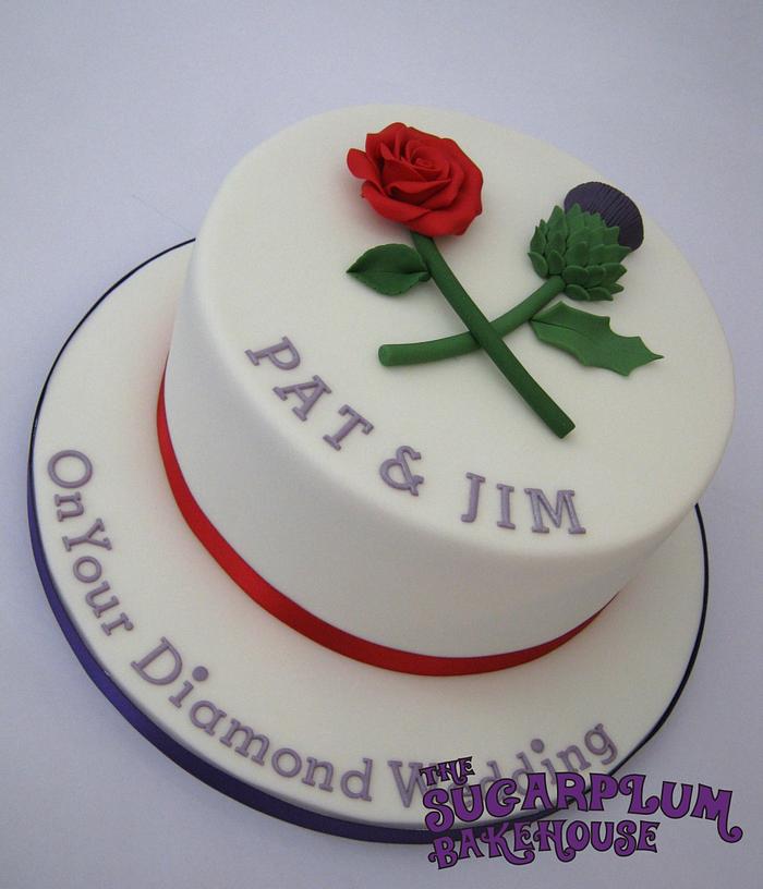 Rose & Thistle Diamond Anniversary Cake