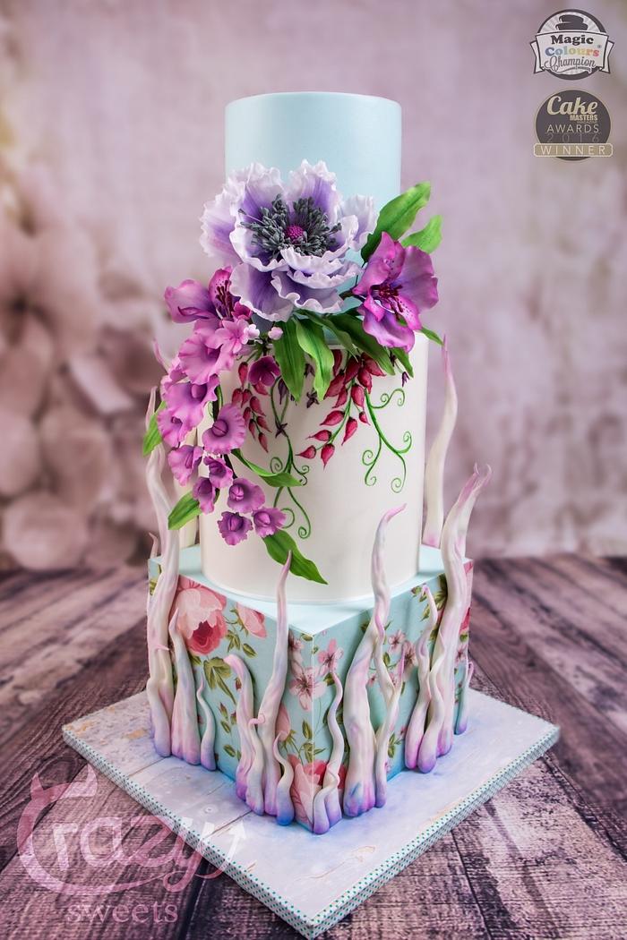 Many Flowers Wedding Cake