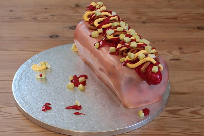 Hot dog cake