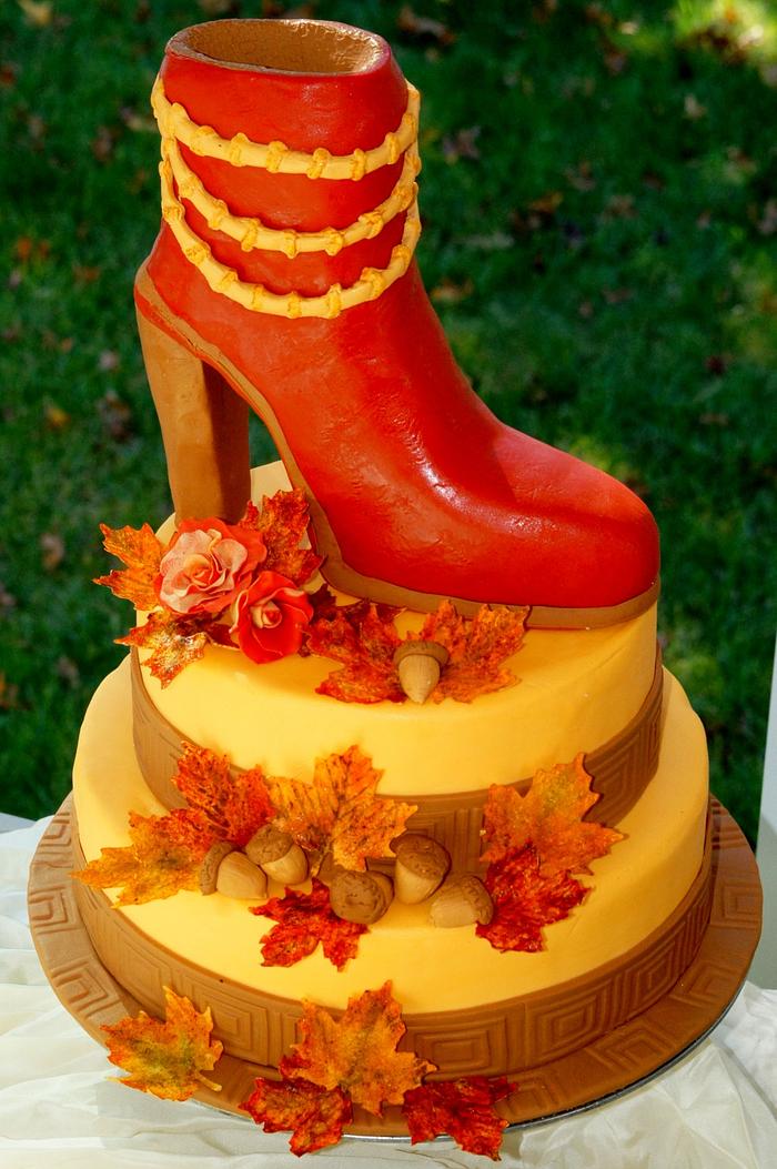Fall boot cake