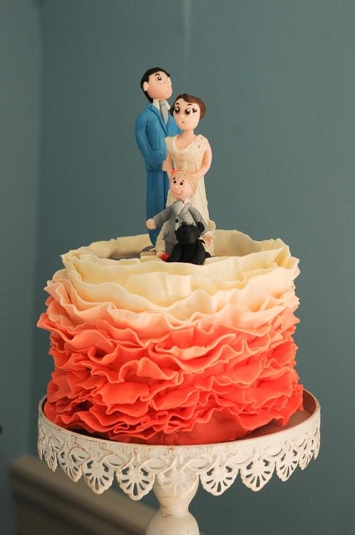 Ombre ruffle wedding cake 