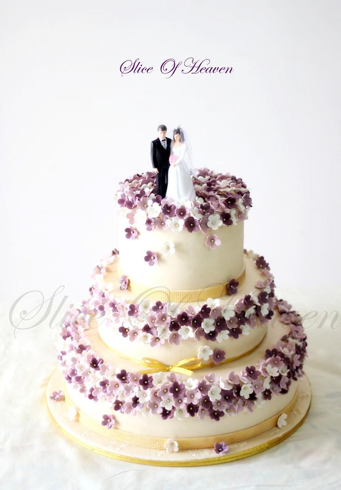 Lavender Blossoms Wedding Cake