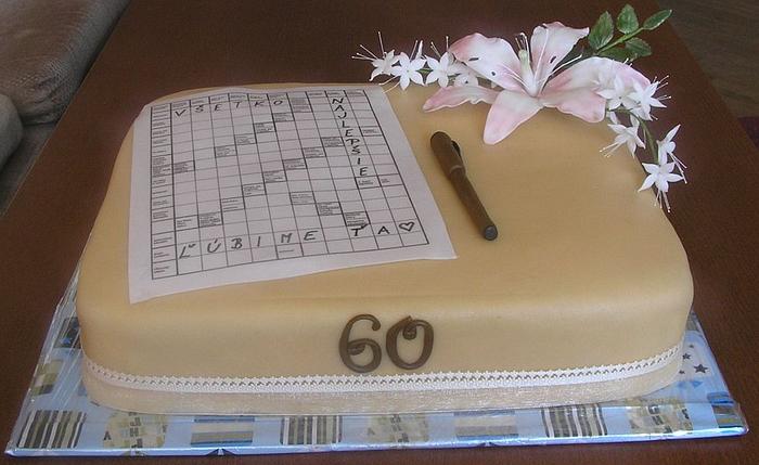 60th Birthday cake with crossword