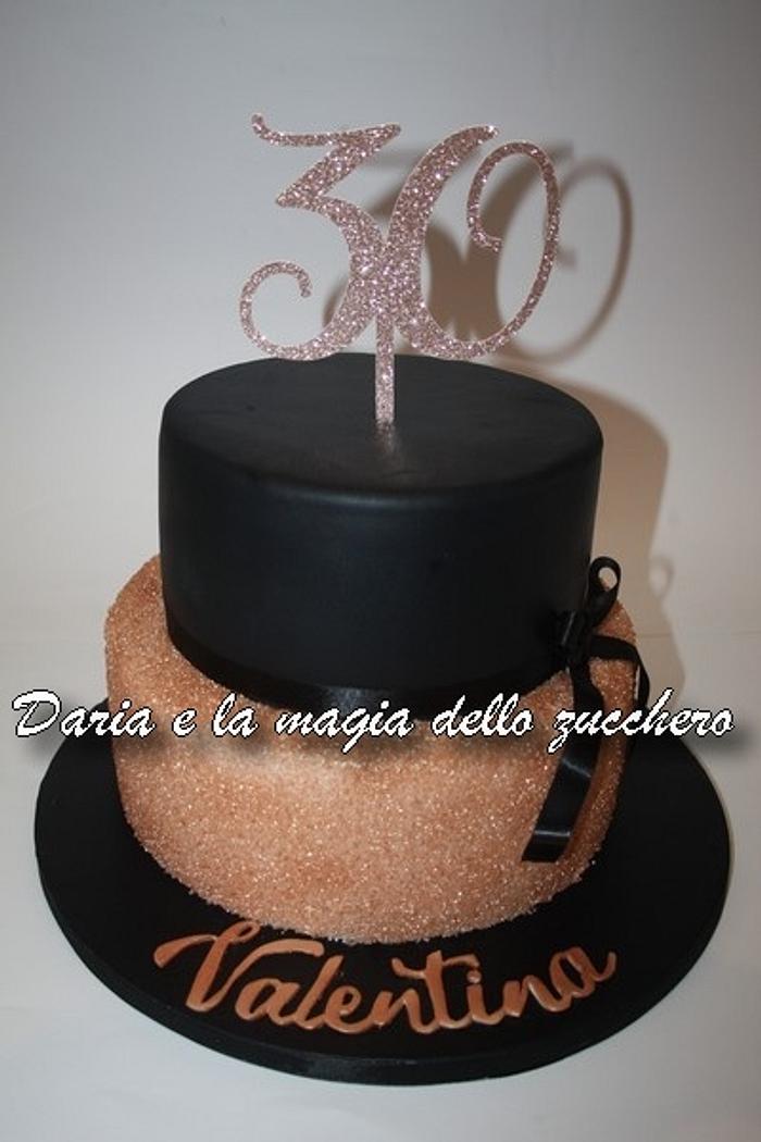 Black and rose gold cake