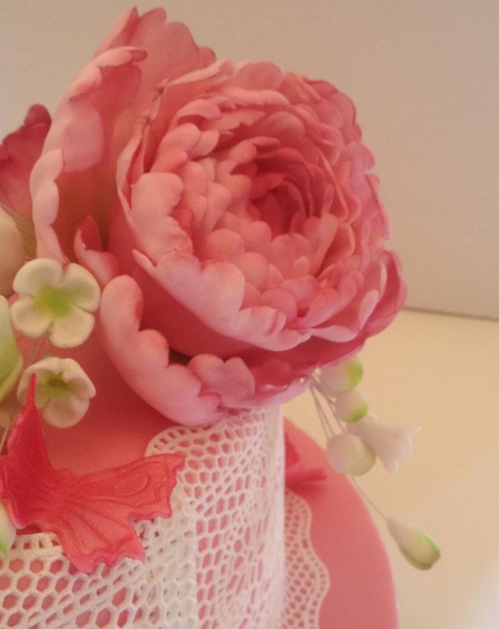 Pink Peony & Lace for a Fiftieth Birthday