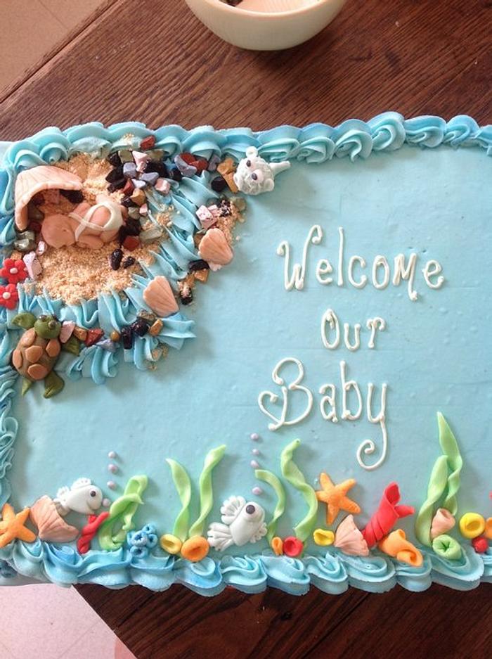 Coral reef baby shower cake