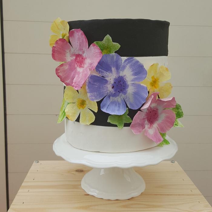 Wafer paper flower cake