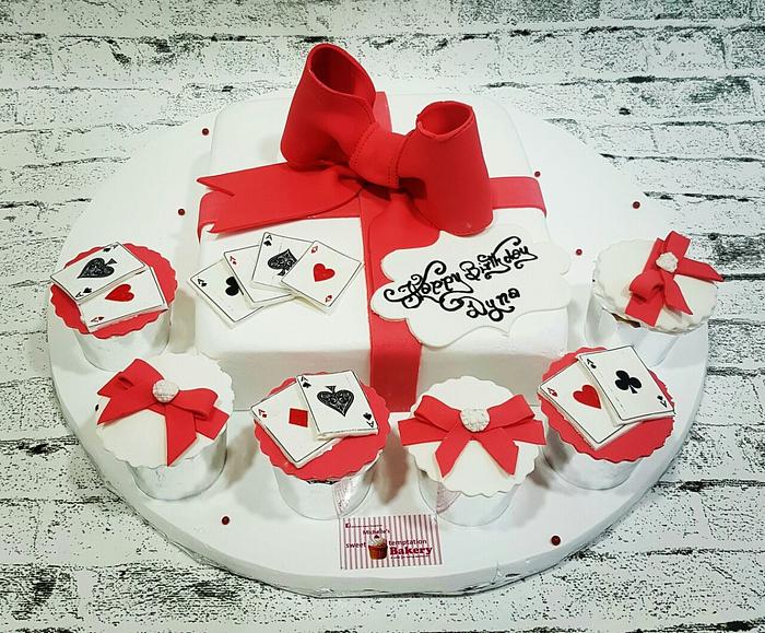 White and Red Bow Cake 