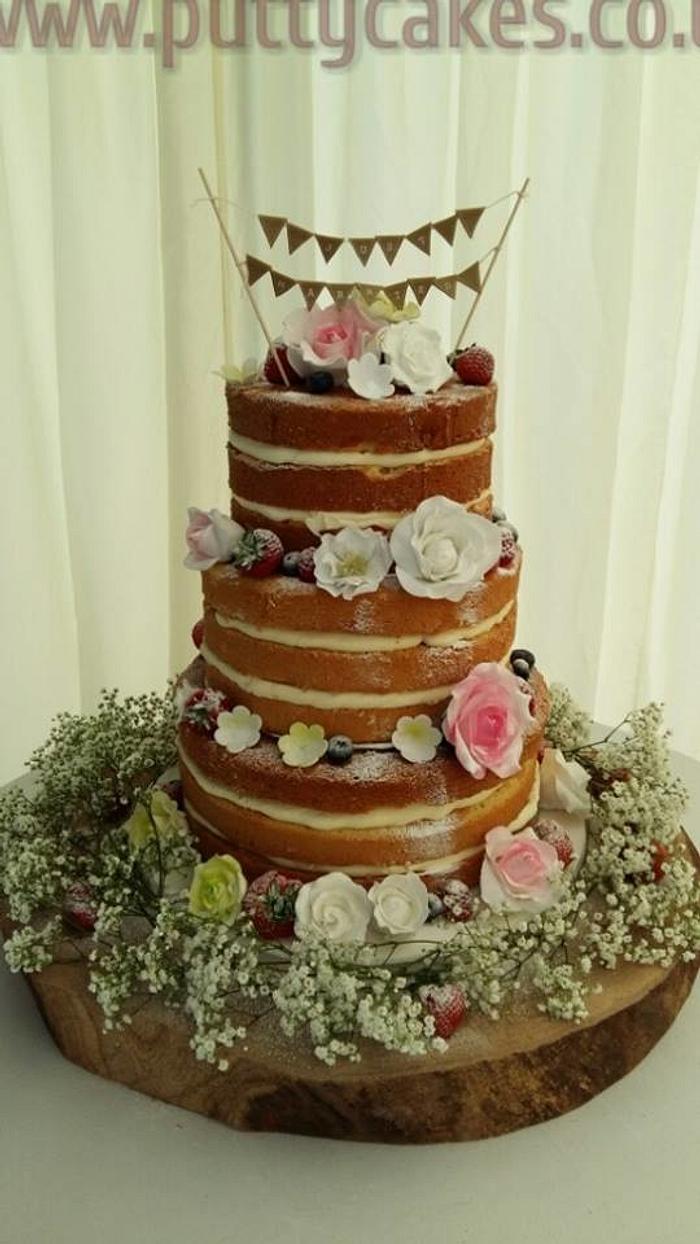 A Rustic Naked Wedding Cake