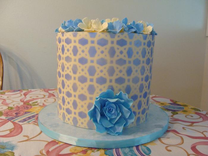Easter Cake, stenciled modeling chocolate