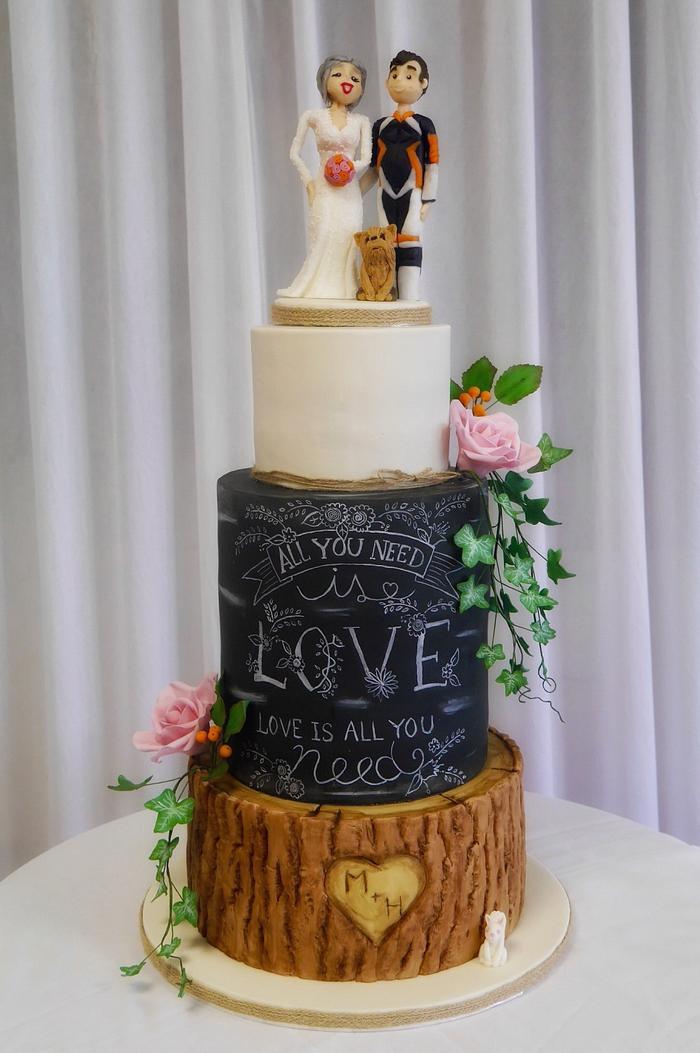 Chalkboard wedding cake 