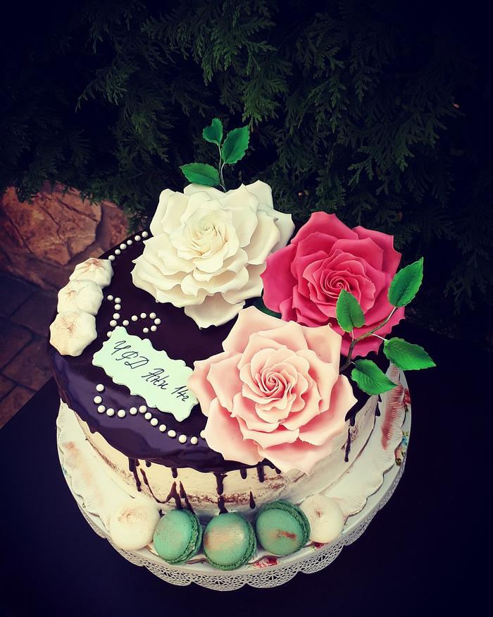 Drip cake & roses