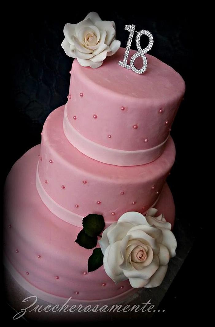 Romantic 18th birthday cake