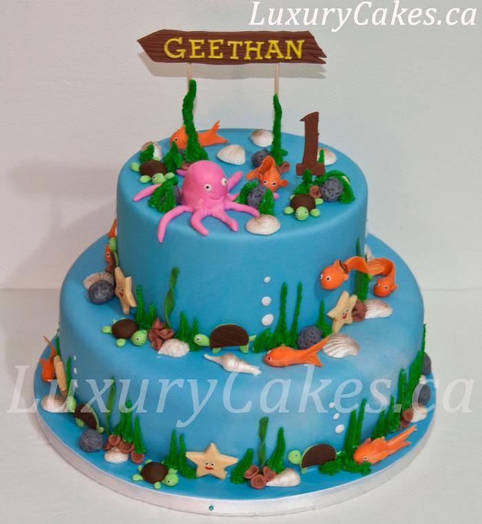 under the sea themed cake-1