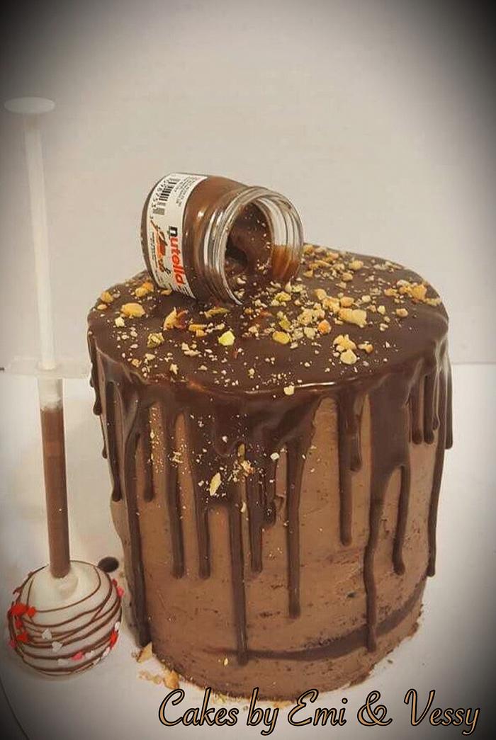 Triple chocolate nutella drip cake
