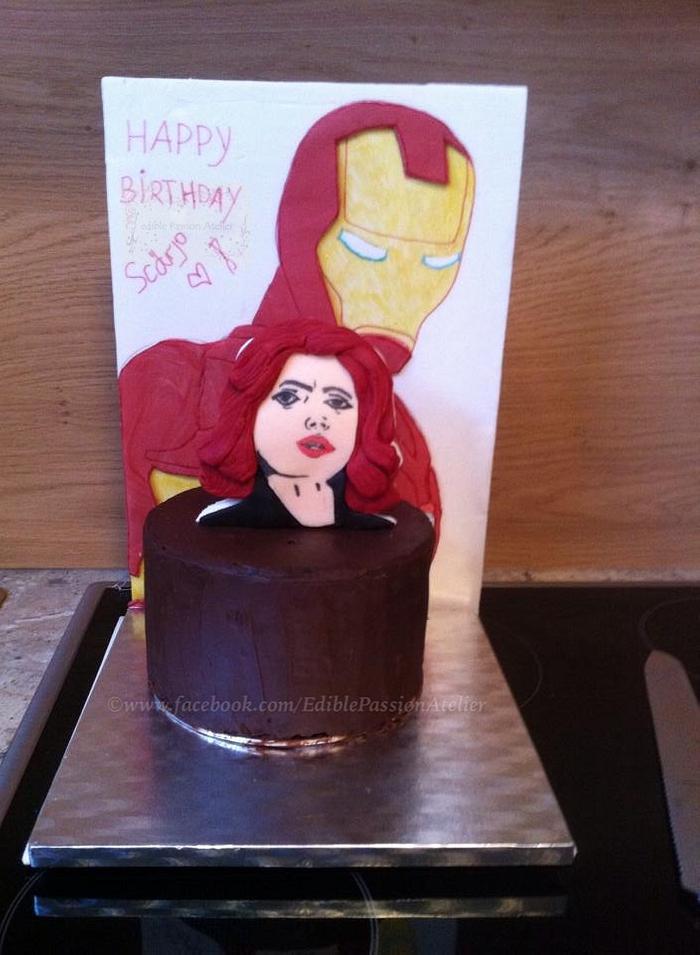 Black Widow/Iron Man Cake 