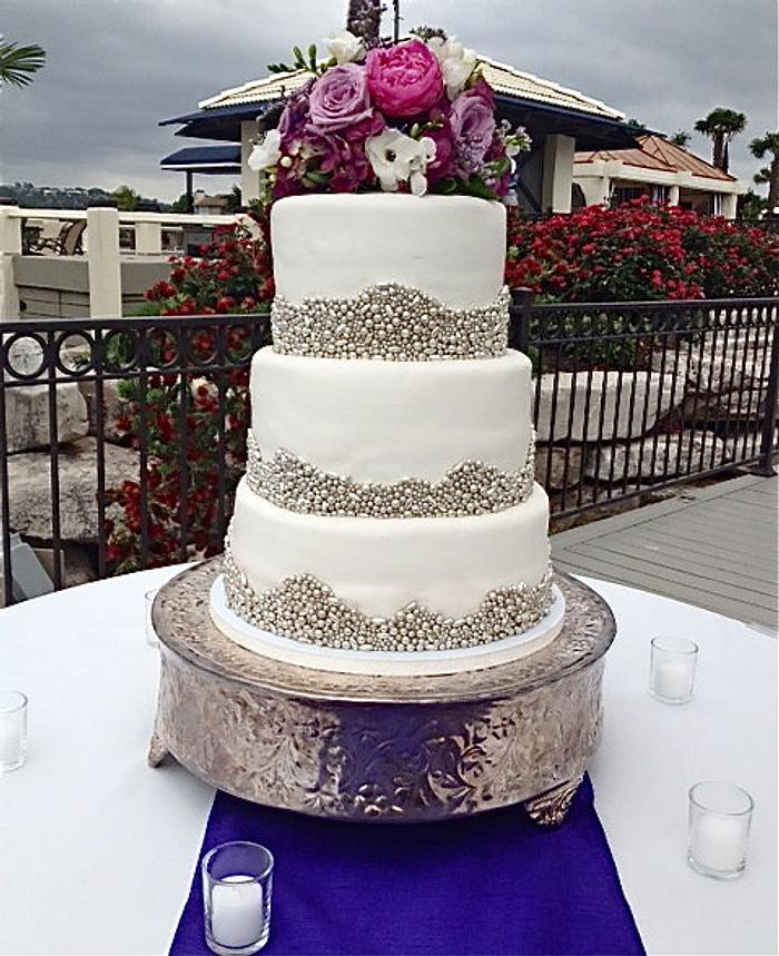 Silver dragee Wedding Cake