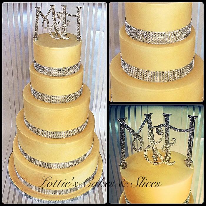 Gold &  Diamond  Wedding Cake. 