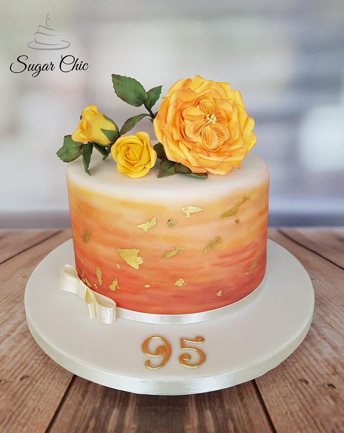 Watercolour & Roses Birthday Cake