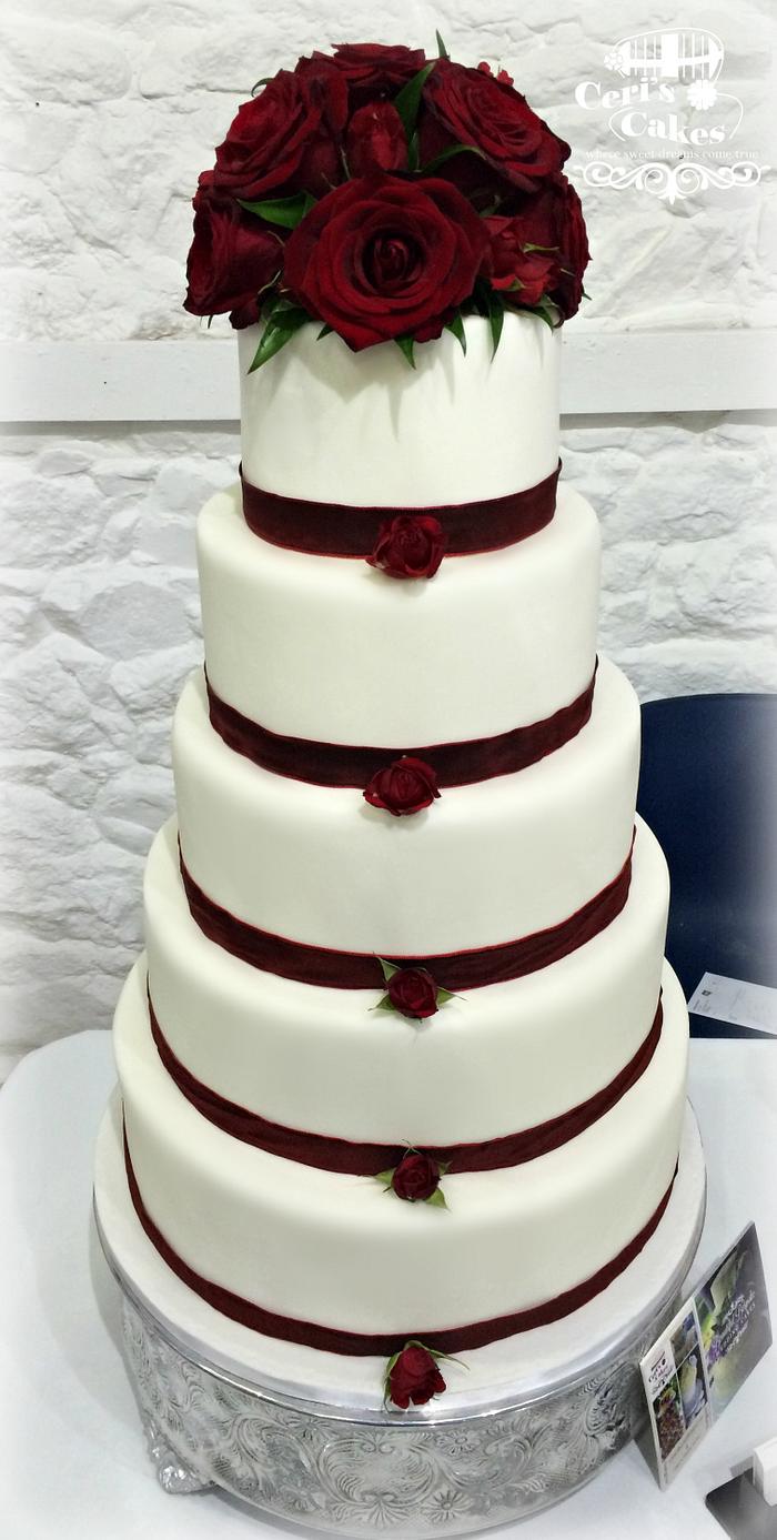 5 tier Rose wedding cake