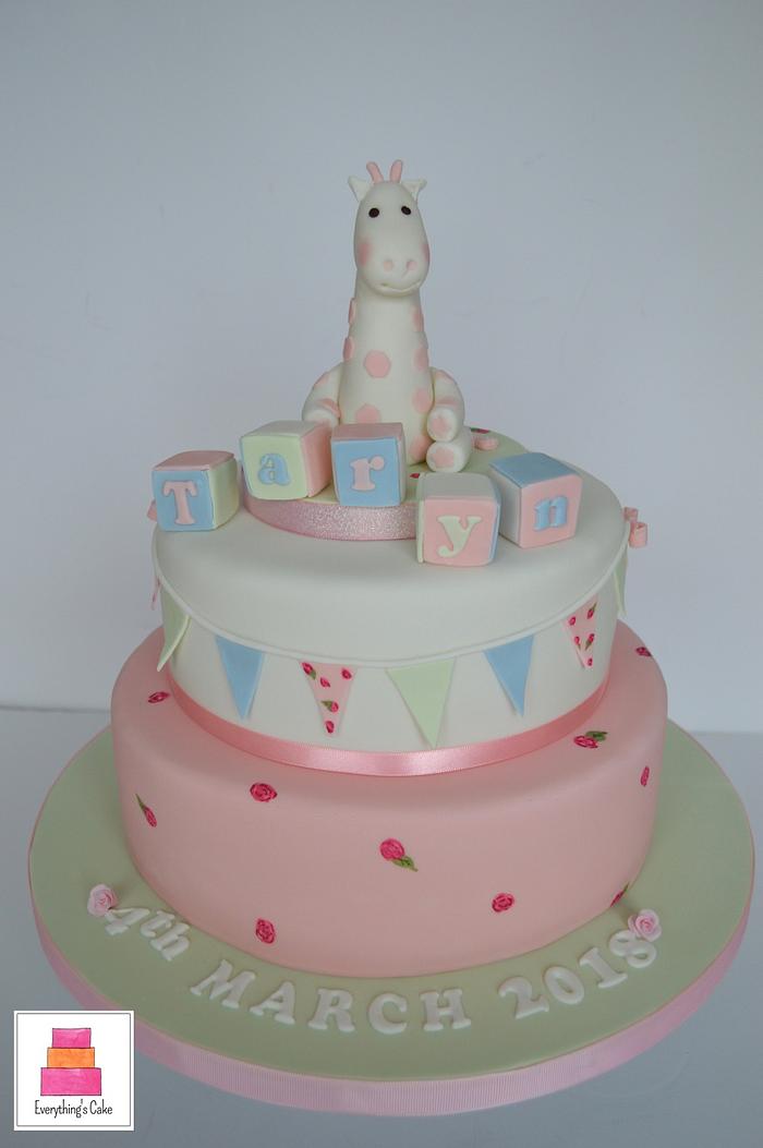 Giraffe christening cake