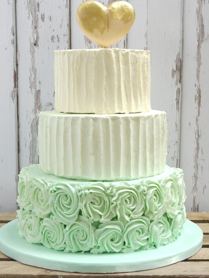 Sophie Mint Green Frosted Wedding Cake