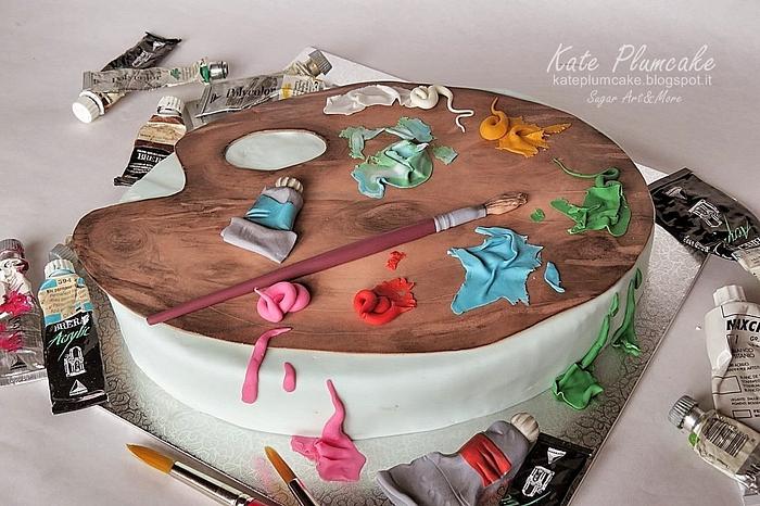 Paint palette cake