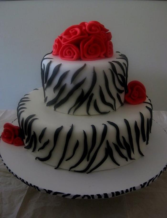 Animal print birthday cake