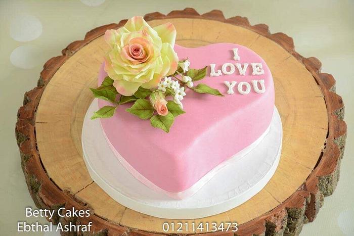 Anniversary heart shaped cake