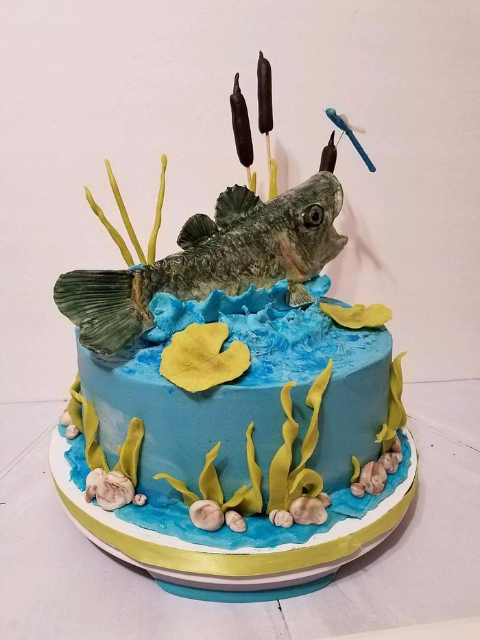 Fishing Fish Bass Cake - Sweet Creations by Stacy LLC