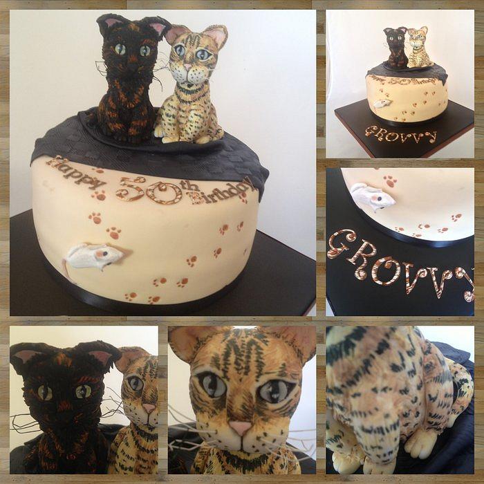 Two little Cats -Birthday cake