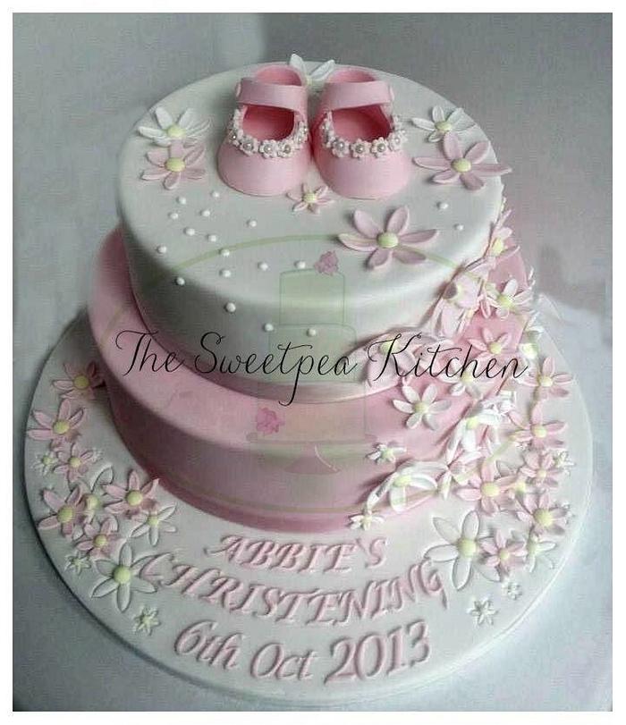 Blossoms and shoes Christening cake 