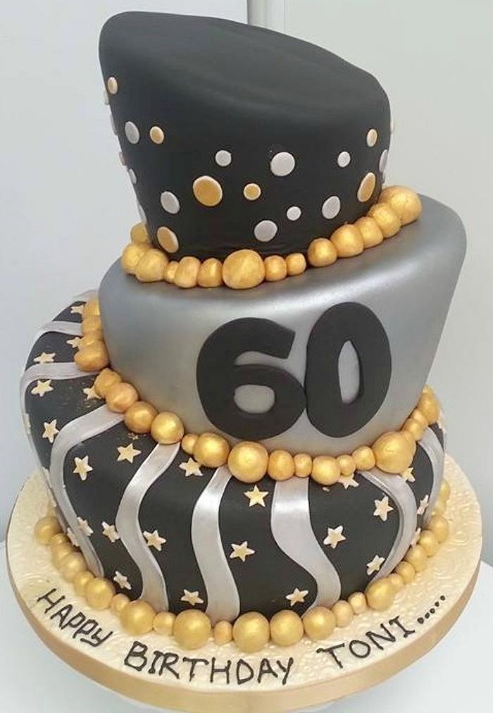60th Birthday Topsy Turvy Cake