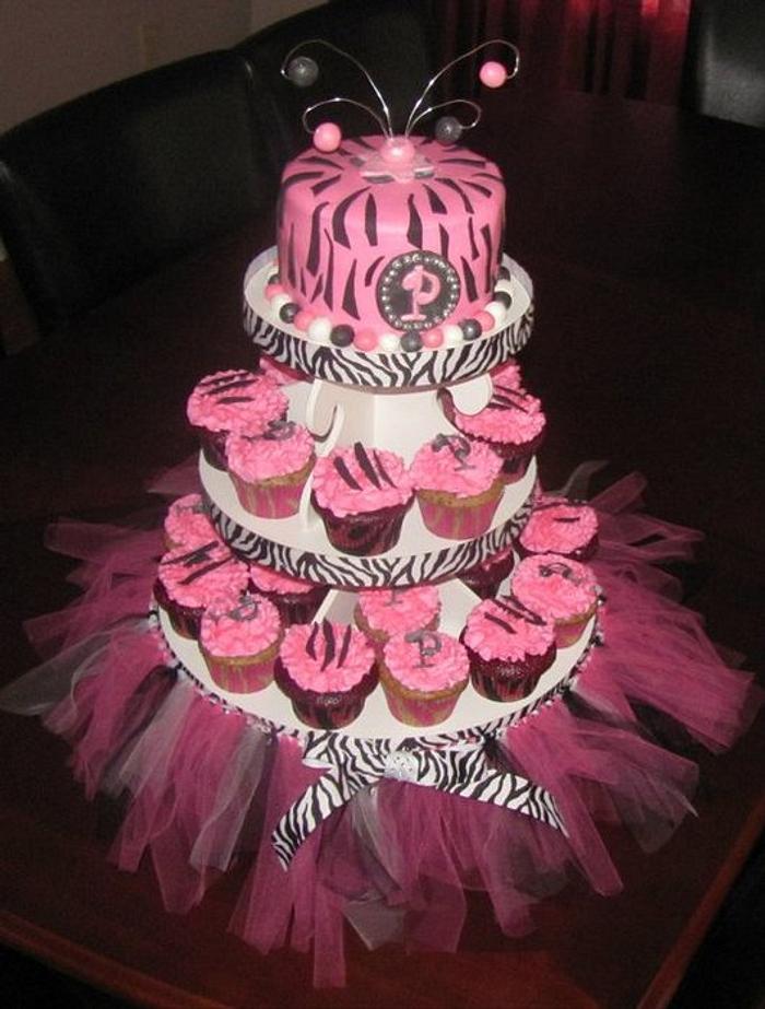 Zebra Print Cupcake Tower